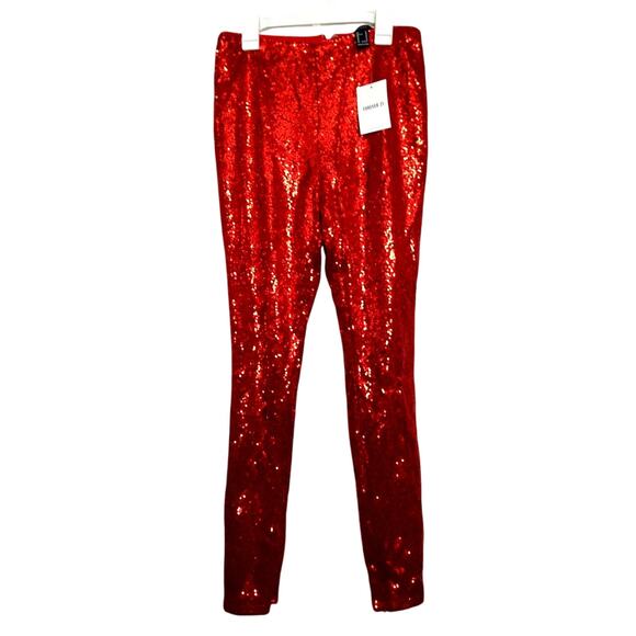 NWT Red sequins sparkly pants Christmas party zip size Med Glam Twee lined - Picture 1 of 9